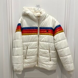 AVIATOR NATION 4 STRIPE LUXE TREKKER HOODIE JACKET - GLOSSY IVORY XL